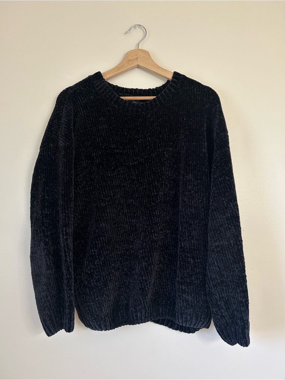 🍂George Black Plush Chenille Crew Neck Pullover Sweater XL⁠